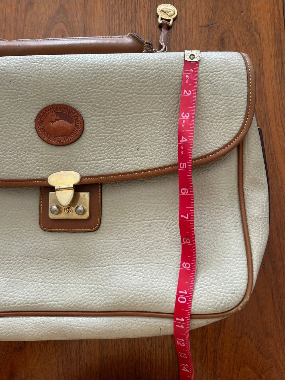 Dooney & Bourke Cream and Brown Men's Briefcase - Classic Two-Tone Design
